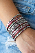 Load image into Gallery viewer, . Rhinestone Rumble - Red Bracelet (wrap)
